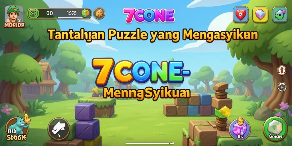 Tampilan gameplay 7CONE yang penuh warna dan menyenangkan.