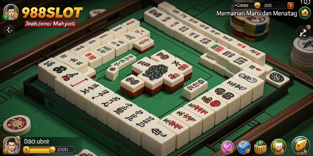 Tangkapan layar gameplay <strong>988SLOT</strong> yang menggambarkan keseruan permainan Mahjong.