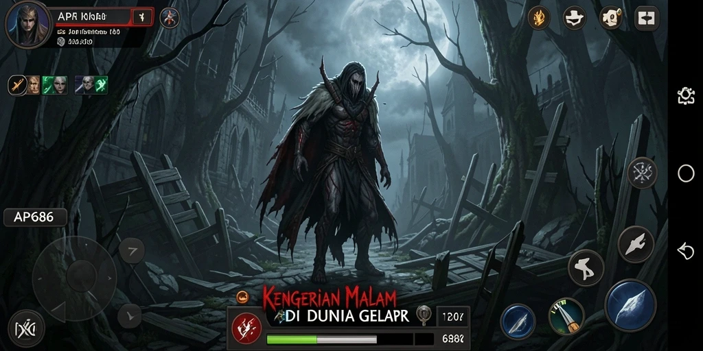 Screenshot menampilkan momen mencekam gameplay AP686 dengan suasana kelam.