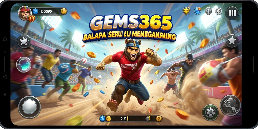 Tampilan gameplay balapan yang menegangkan di GEMS365.