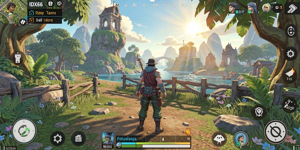 Tampilan gameplay menarik dari IDX66 dalam dunia terbuka.