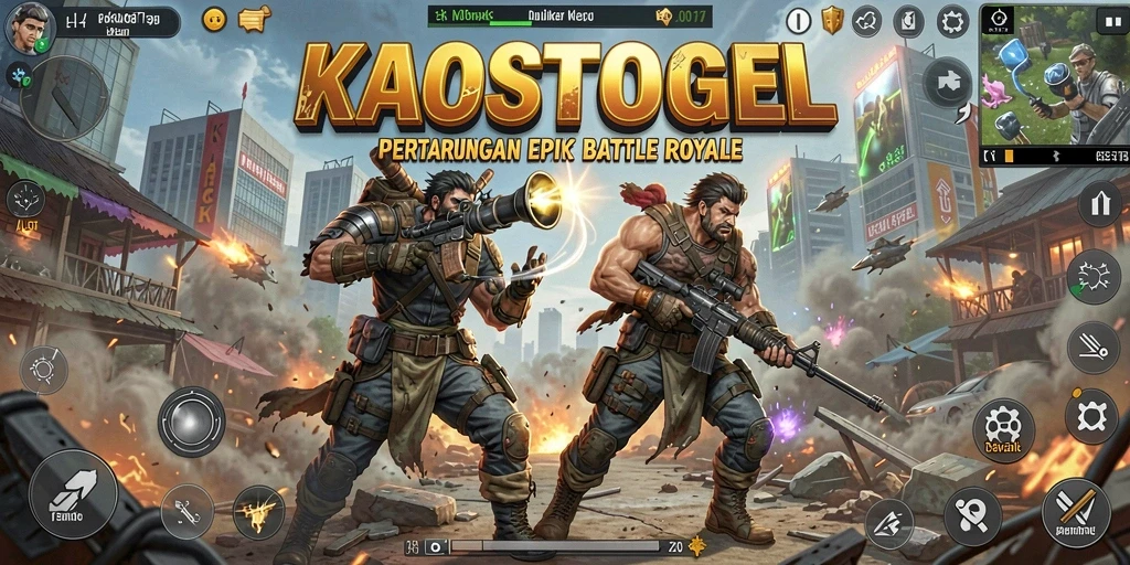 Tampilan seru pertarungan epic dalam KAOSTOGEL di Battle Royale.