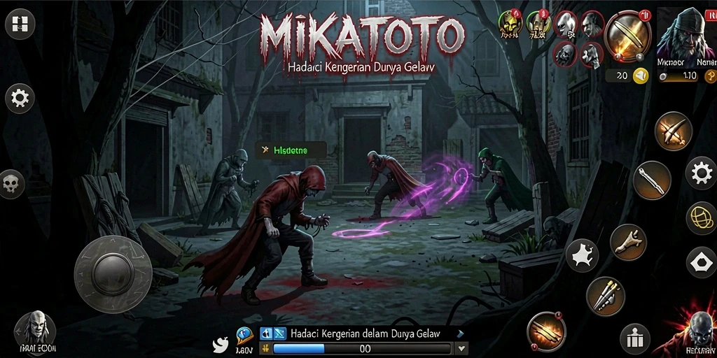 Screenshot gameplay MIKATOTO menampilkan suasana kengerian yang menegangkan.