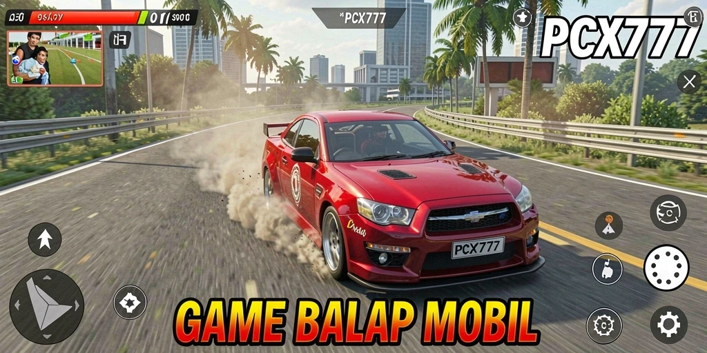 Tampilan menyenangkan dari gameplay balap mobil PCX777.