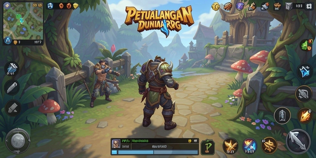 Screenshot menampilkan aksi seru dalam gameplay RPG PP7.