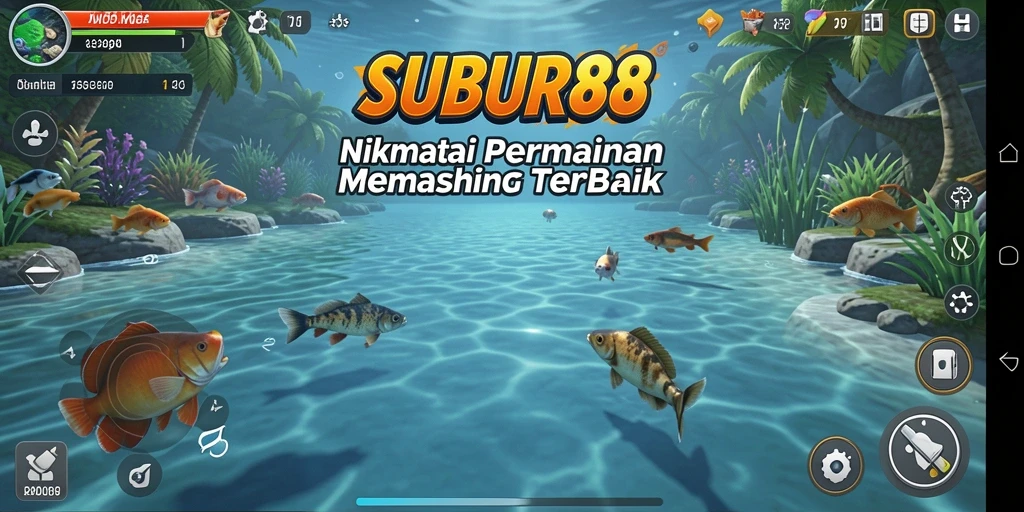 Gameplay memancing yang menarik dan penuh warna.