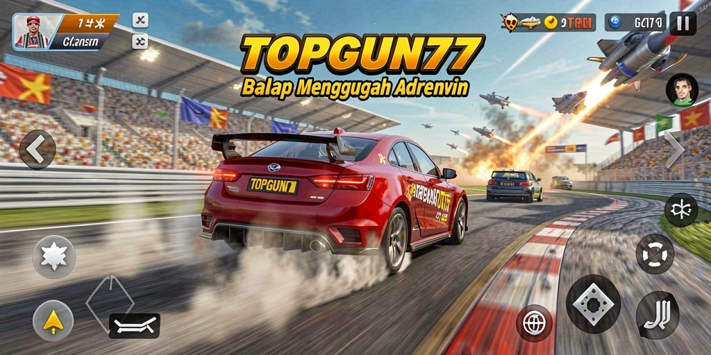 Gameplay seru di trek balap yang menantang di TOPGUN77.